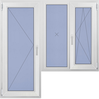 Балконный блок с двухстворчатым окном с одной активной стоворкой в доме П-44
